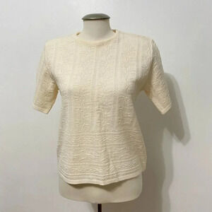 Vintage - Cream Short Sleeve Crossstitch Pattern Sweater